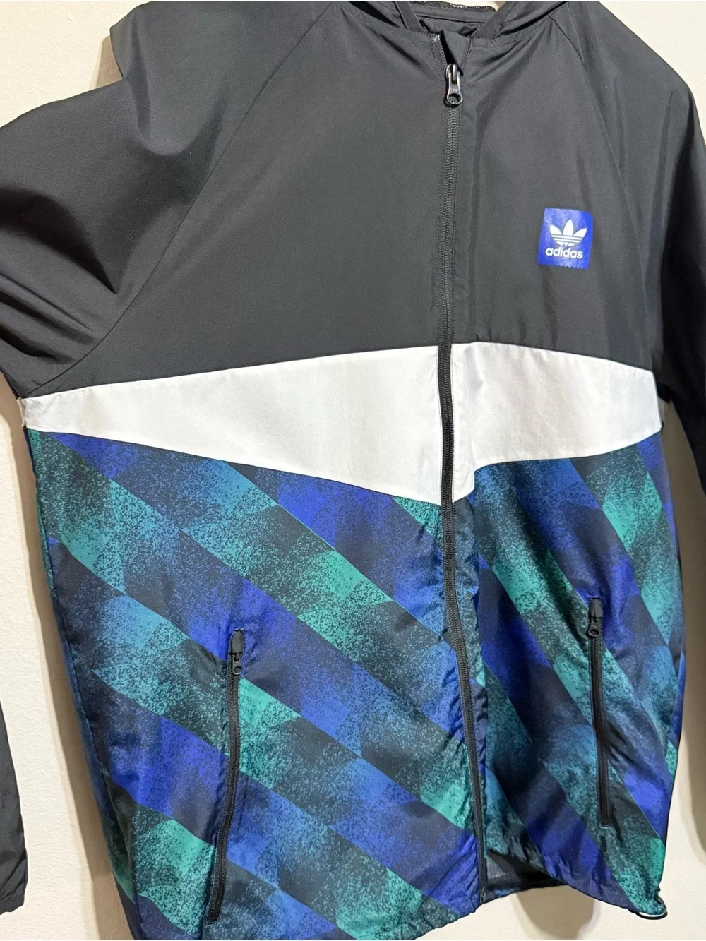 Adidas Towning Men Packable Skateboarding Men Hooded Jacket Zip Large EUC